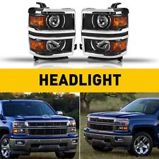 Black For 2014-15 Chevy Silverado 1500 Headlights Projector Lamps Right Left Eoe