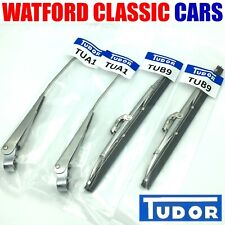Genuine Tudor Mg Midget Steel And Chrome Wiper Arms And 9inch Blades