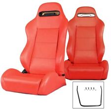 2 Red Pvc Leather Racing Seat 1964-2011 Mustang Cobra New