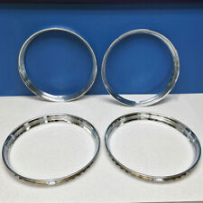 14 Chrome Stainless Steel Tr2451 Vintage Hot Rod Ribbed Trim Rings New Set4