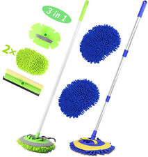 Microfiber Car Wash Brush Cleaning Mop Auto Truck 47.5 Long Handle Extension