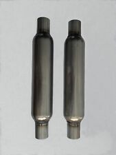 Pair Of 2.0x19 Universal Stainless Steel Glass Pack Exhaust Resonator Muffler