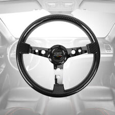 Universal Mugen 6 Holes 350mm 14 Racing Steering Wheel Carbon Fiber Look Black