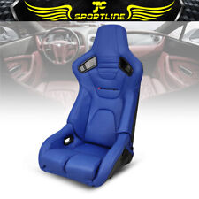 Bucket Racing Seat Universal Reclinable Left Side Dual Slider Blue Pu Leather