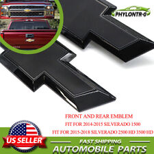 Black Front Tailgate Bowtie Emblem For Chevy Silverado 1500 2500 Hd3500 Hd