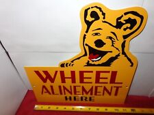 11 X 11 In Happy Bear Wheel Alinement Here Adv. Sign Heavy Die Cut Metal S 31