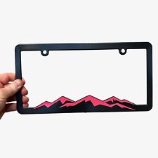 Pink Mountains Raised Letter License Plate Frames-camping-breast Cancer Awarenes