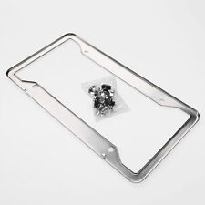 Chrome Stainless Steel License Plate Frame Tag Cover Metal With Screw Caps