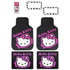 New 8pc Pink Hello Kitty Face Rubber Mats License Plate Covers Air Freshers