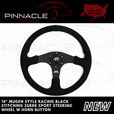 14 Mugen Style Racing Black Stitching Suede Sport Steering Wheel W Horn Button