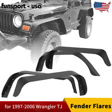 Fender Flares For 1997-2006 Jeep Wrangler Tj Flat Style Textured Steel Black