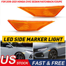 2pcs Side Marker Lights Turn Signal Lamps Wled Bulbs For Honda Civic 2016-2021