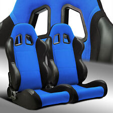 2 X Reclinable Blue Pineapple Fabricpvc Leather Leftright Racing Car Seats
