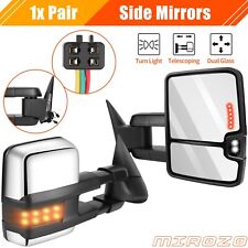 For 1988-1998 Chevy Gmc Ck Truck Tow Side Mirrors Power Led Signal Chrome Pair