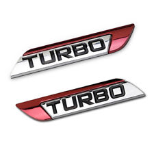 2pcs Red 3d Turbo Logo Car Auto Suv Body Fender Emblem Badge Metal Sticker Decal