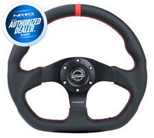 New Nrg Steering Wheel Flat Bottom Red Stitch W Center Mark Rst-024mb-r-rd