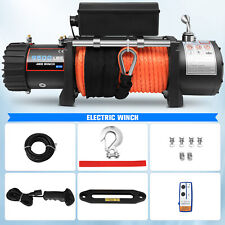 Eccpp 12v 9500lbs Electric Winch Synthetic Rope Truck Trailer Tow Off Road 4wd