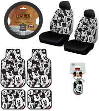 New 12pc Mickey Mouse Car Floor Mats Seat Covers Steering Wheel Cover Gift Set