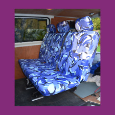 Vw T5 T6 Kombi 2010 1piece Rear Bench Tailored Waterproof Seat Cover Blue Camo