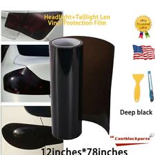 For Headlight Taillight Gloss Dark Black Film Smoke Tint Lens Vinyl Wrap 12x78