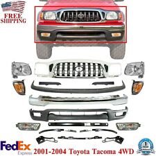 Front Bumper Chrome Complete Kit Grille Lights For 2001-2004 Toyota Tacoma
