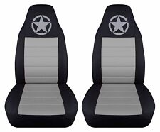 Front Set Car Seat Covers Black-silver Army Star Fits Wrangler Yj Tj Lj
