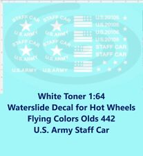 White Toner 164 Decal For Hot Wheels Flying Colors Olds 442 U.s. Army Staff Car