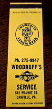 Vintage Matchbook Bear Wheel Alignment Woodruffs Sunoco Service Danville Pa