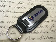 Saab Black Leather Key Ring Fob Etched And Infilled 9-3 900 9000 92 96