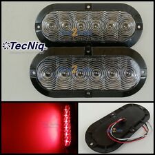 2 Trailer Truck Clear Red Led Surface Mount 6 Oval Stop Turn Tail Light Tecniq