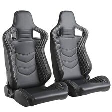 2pc 1set Sports Style Racing Seats Pvc Leather Reclinable Bucket Seat Wslider