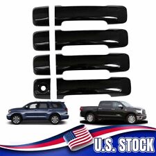 Door Handle Covers 2007-2021 For Toyota Tundra Crewmax Sequoia Gloss Black Abs