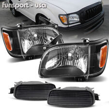 For Toyota Tacoma 2001-2004 Black Front Headlights Headlamps Bumper Lights