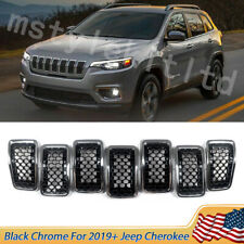 7x For 19 Jeep Cherokee Front Grill Grille Inserts Honeycomb Mesh Chrome Black