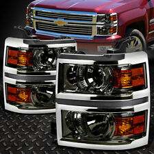 For 2014-2015 Chevy Silverado Smoked Housing Amber Side Projector Headlightlamp