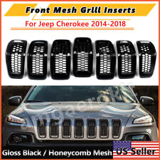 Fits 2014-2018 Jeep Cherokee Front Grille Trim Black Insert Hood Honeycomb Mesh
