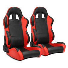 2 X Blackside Red Carbon Fiber Pvc Leather Lr Racing Bucket Seatslider