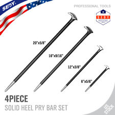 4pc Steel Heel Pry Bar Set 6 13 16 20 Aligning End Toe Crow Foot Rolling Head
