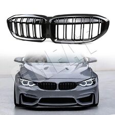 Front Kidney Grille Carbon Fiber Double Slat Grill For 19-22 Bmw 3 Series G20