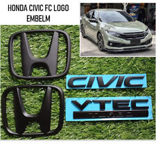 4 Pcs Honda Logo Emblem Badge Black Vtec Turbo For Honda Civic Fc 2016-2021