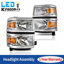 For 2014-2015 Chevy Silverado 1500 Headlights Leftright 14 15 Chrome Headlamps