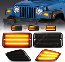 For 97-06 Jeep Wrangler Tj Led Dynamic Front Side Marker Bumper Signal Lights