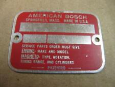 Unused Blank American Bosch Magneto Serial Number Id Tag Plate