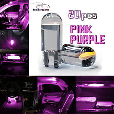 20x Led T10 194 168 Car Trunk Interior Map License Plate Light Bulb Pink Purple