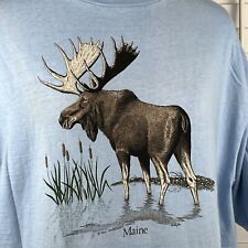 Vintage 85 Single Stitch Maine Moose T Shirt Xl 46-48 Hanes Beefy-t Made In Usa