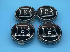 Mercedes Centre Caps 75mm Brabus Emblems Logo Alloy Wheel Badges Gloss Black