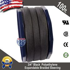 100 Ft 34 Black Expandable Wire Cable Sleeving Sheathing Braided Loom Tubing