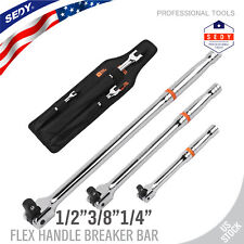 3pc 14 38 12 Drive Flex Breaker Bar Long Socket Wrench 15 Cr-v Steel