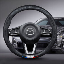 Black 15 Steering Wheel Cover Genuine Leather For Mazda