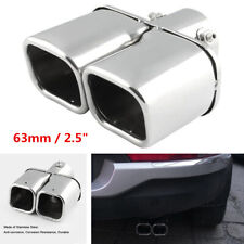 Car Dual Exhaust Tip Square Stainless Steel Chrome Tail Pipe Muffler 63mm2.5in
